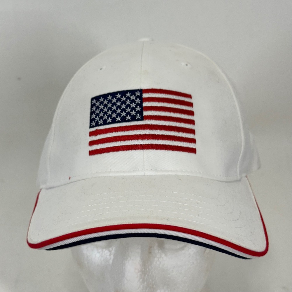 Everitt White American Flag Embroidered Baseball Cap USA Patriotic Strapback Hat